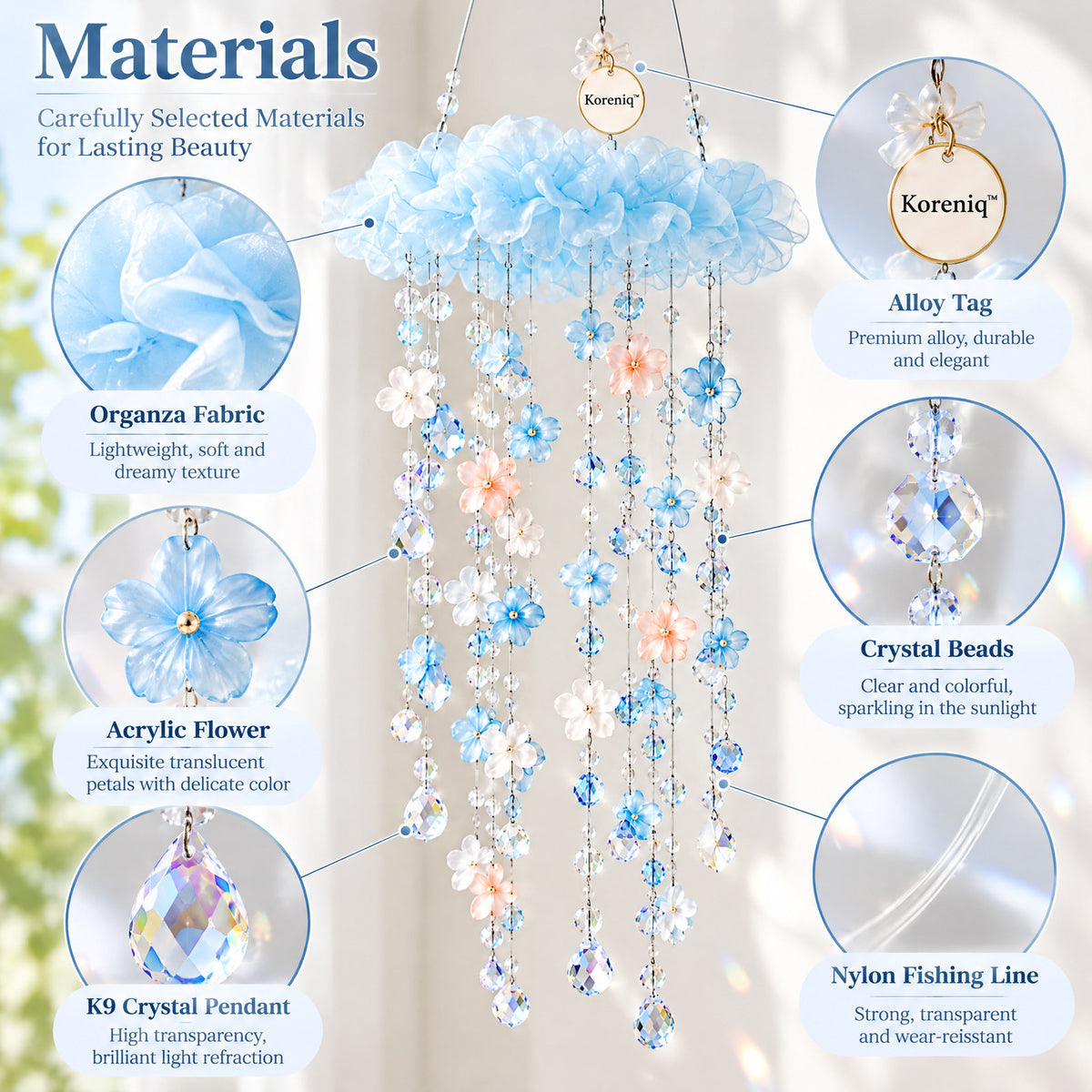 Koreniq™ Sky Blue Cloud Crystal Hanging Ornament