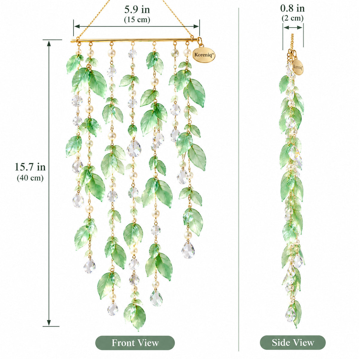 Koreniq™ Green Leaf Crystal Hanging Suncatcher image 2