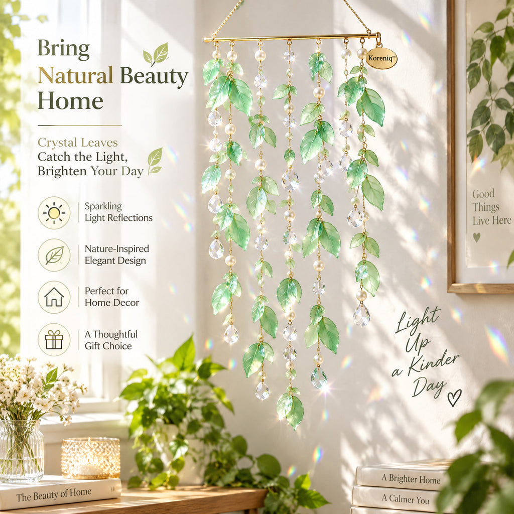 Koreniq™ Green Leaf Crystal Hanging Suncatcher image 5