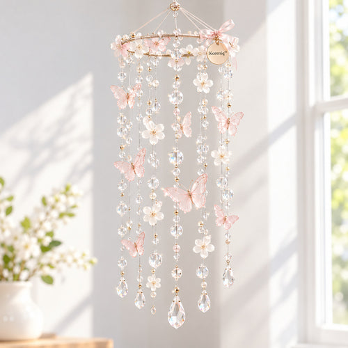 Koreniq™ Blush Blossom Butterfly Crystal Hanging Mobile image 1