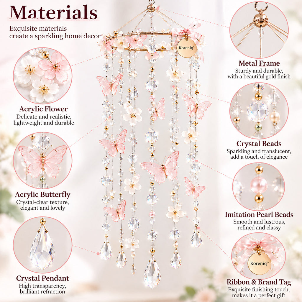 Koreniq™ Blush Blossom Butterfly Crystal Hanging Mobile image 3