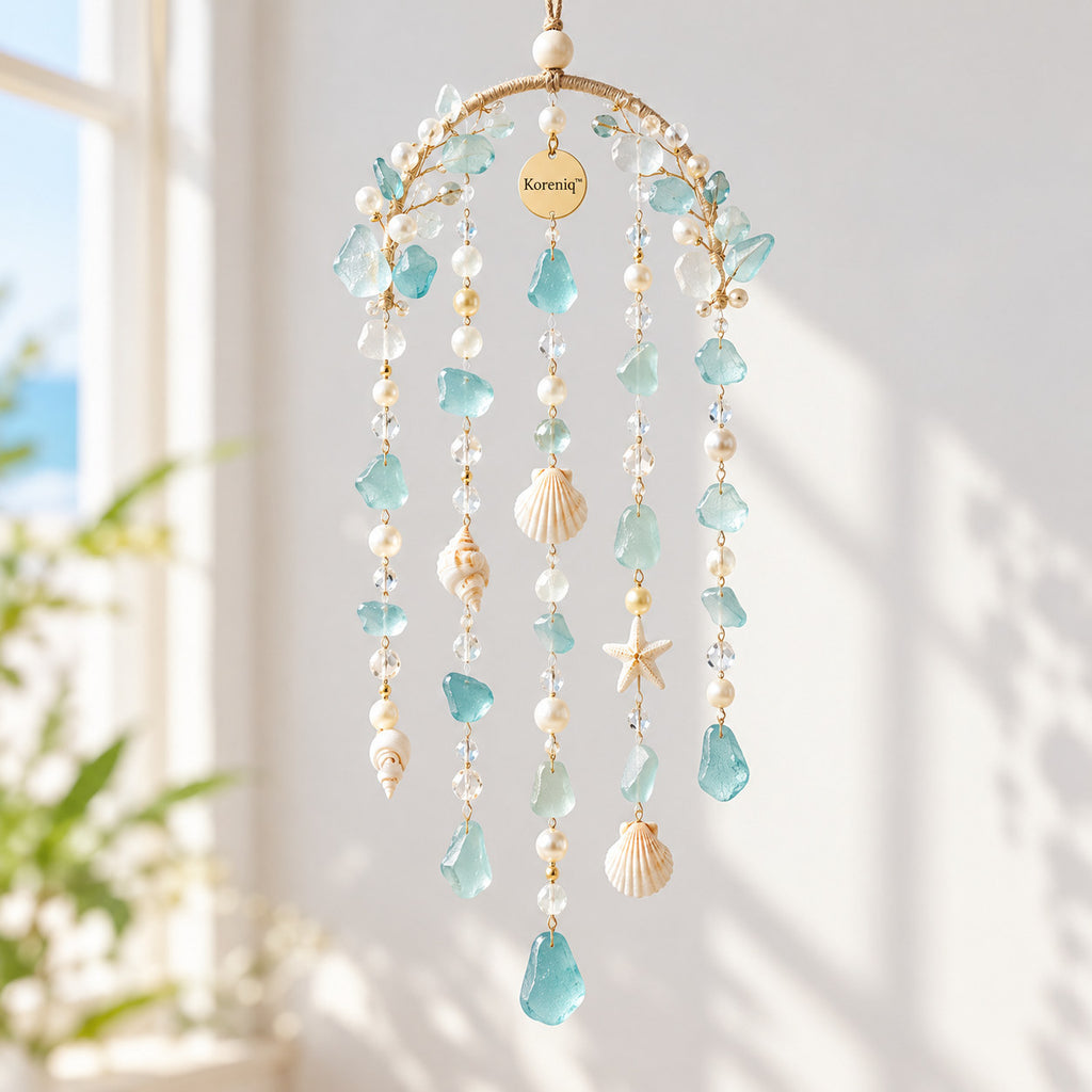 Koreniq™ Coastal Aqua Seashell Crystal Hanging Ornament image 1