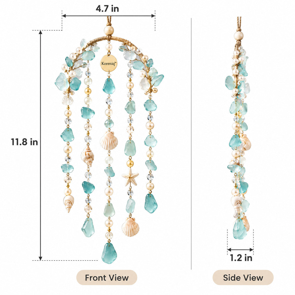 Koreniq™ Coastal Aqua Seashell Crystal Hanging Ornament image 2