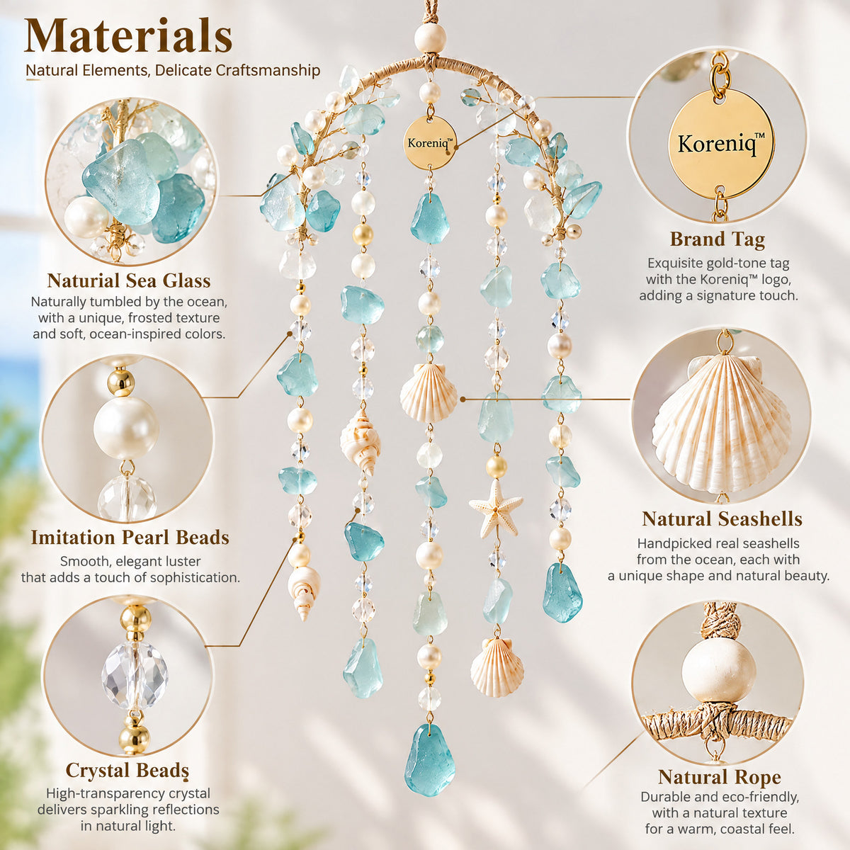 Koreniq™ Coastal Aqua Seashell Crystal Hanging Ornament image 3