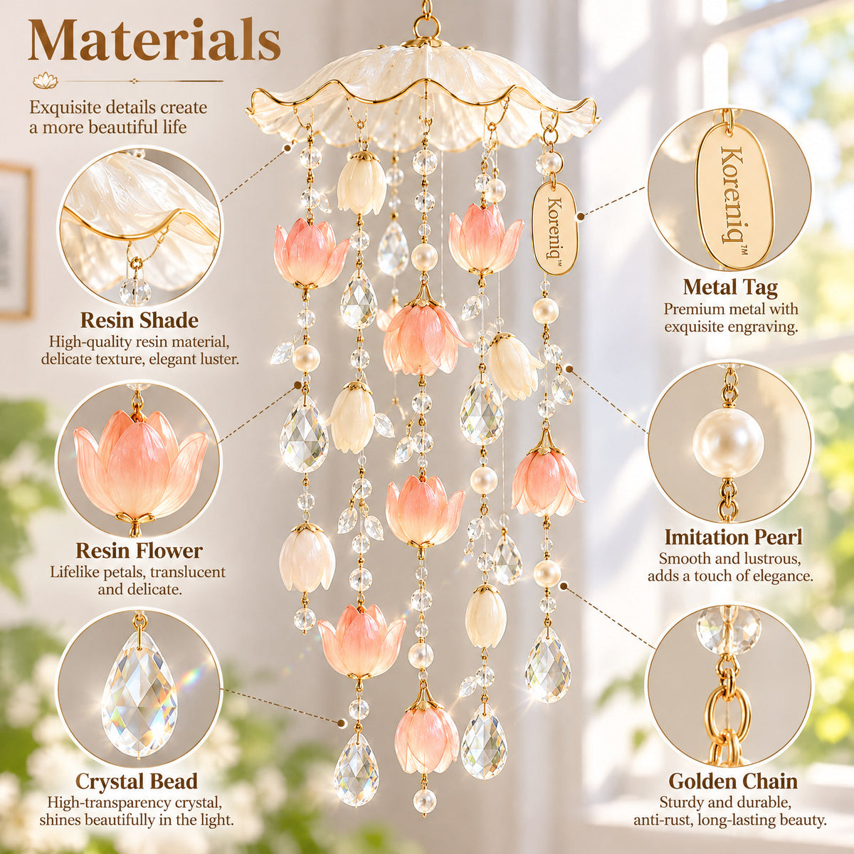 Koreniq™ Peach Blossom Parasol Crystal Hanging Ornament image 3