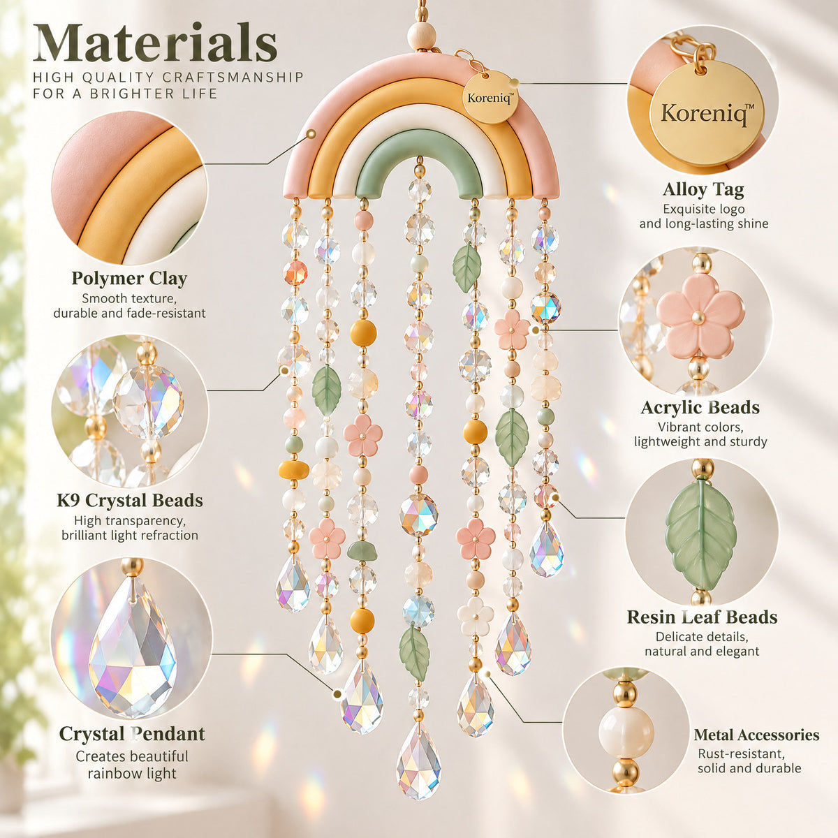 Koreniq™ Pastel Rainbow Crystal Hanging Suncatcher image 3