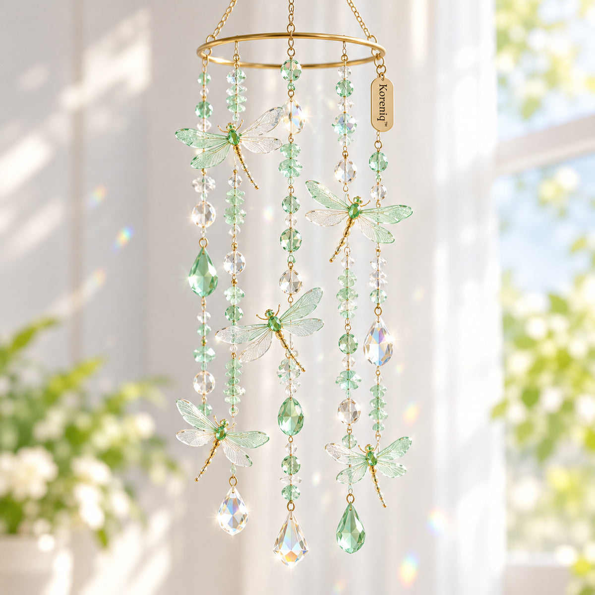 Koreniq™ Mint Green Dragonfly Crystal Hanging Suncatcher image 1