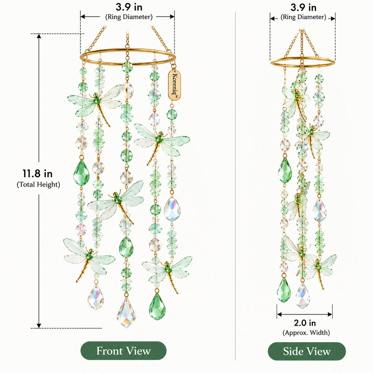 Koreniq™ Mint Green Dragonfly Crystal Hanging Suncatcher image 2