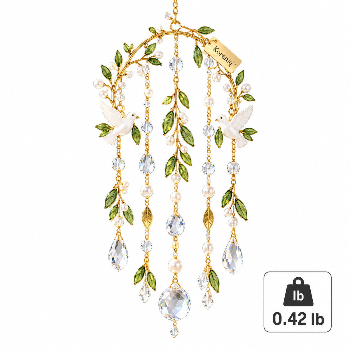 Koreniq™ Olive Leaf Dove Crystal Hanging Ornament image 4
