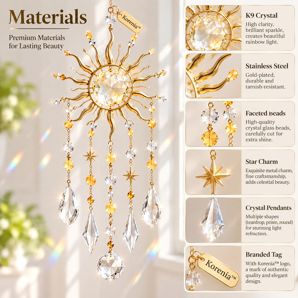 Koreniq™ Golden Sun and Stars Crystal Hanging Ornament image 3
