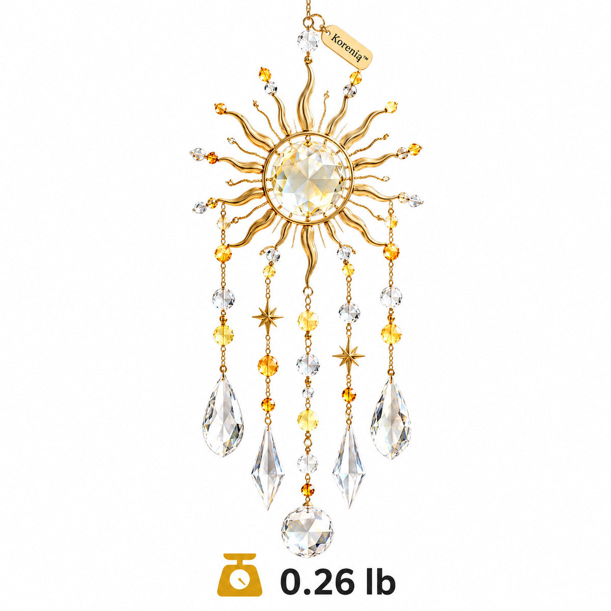 Koreniq™ Golden Sun and Stars Crystal Hanging Ornament image 4