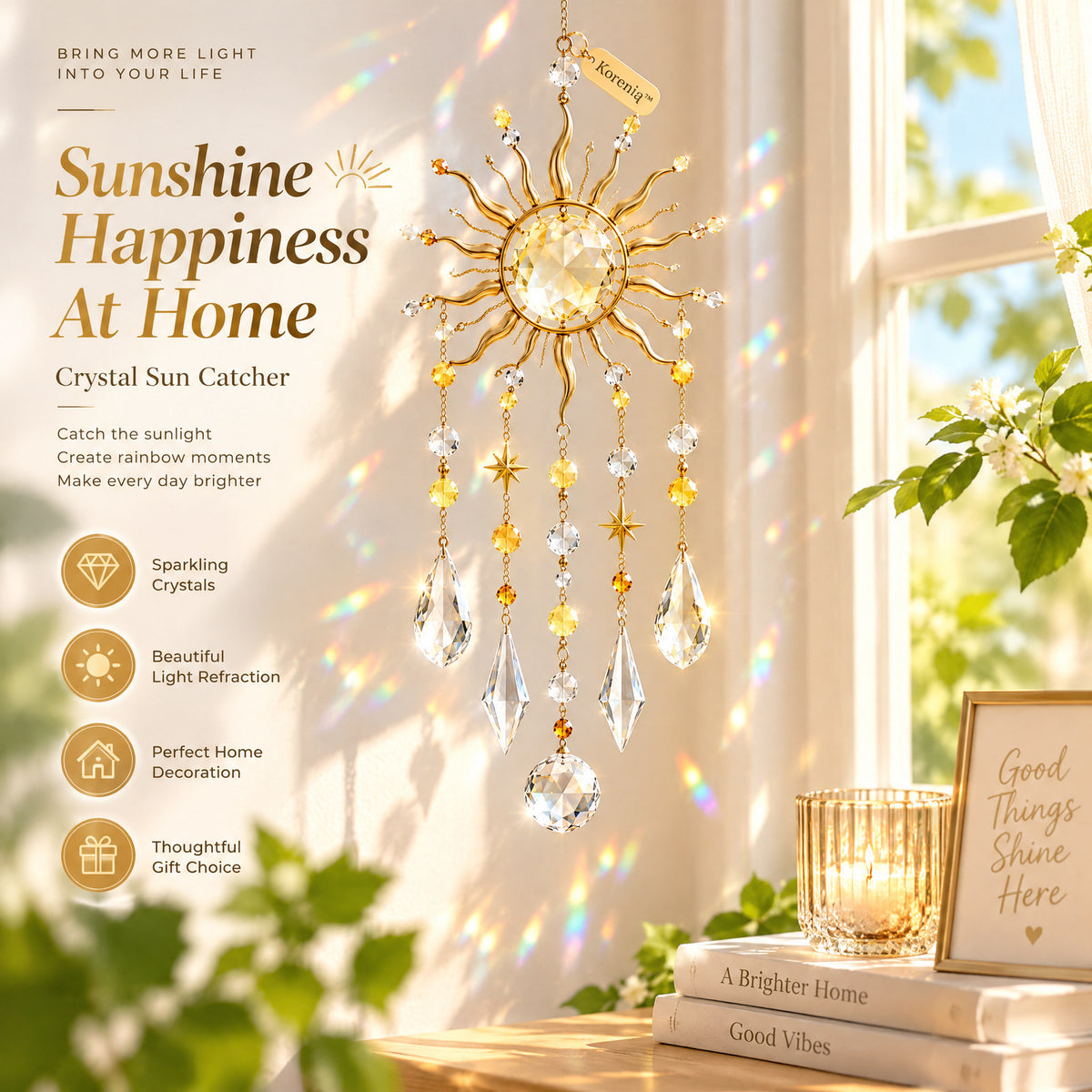 Koreniq™ Golden Sun and Stars Crystal Hanging Ornament image 5