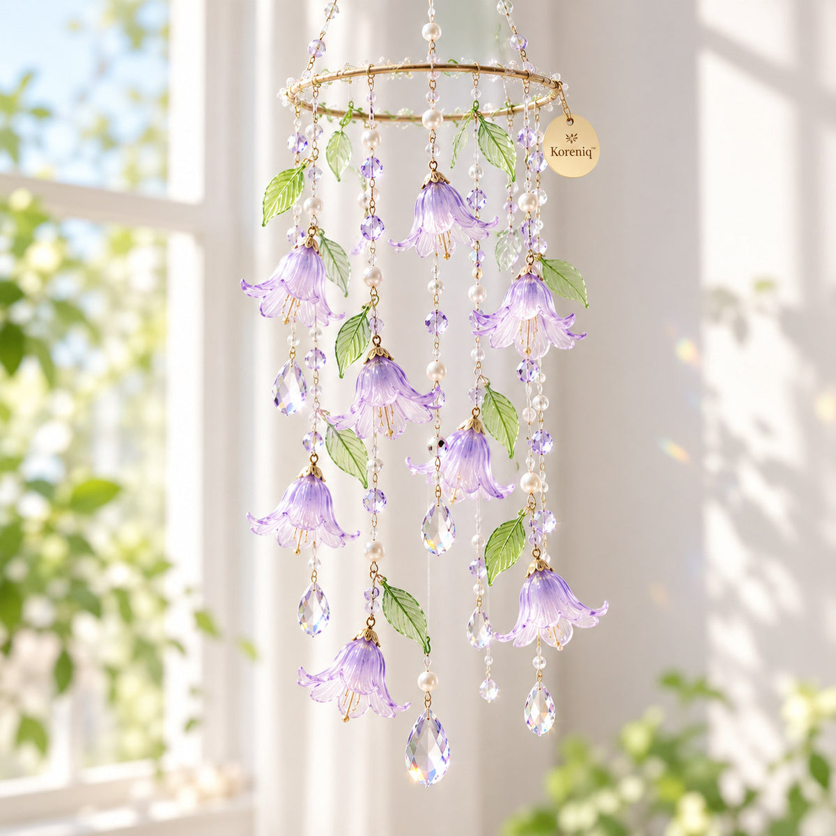 Koreniq™ Lavender Bellflower Crystal Hanging Suncatcher image 1