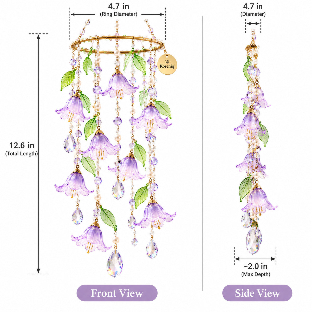 Koreniq™ Lavender Bellflower Crystal Hanging Suncatcher image 2