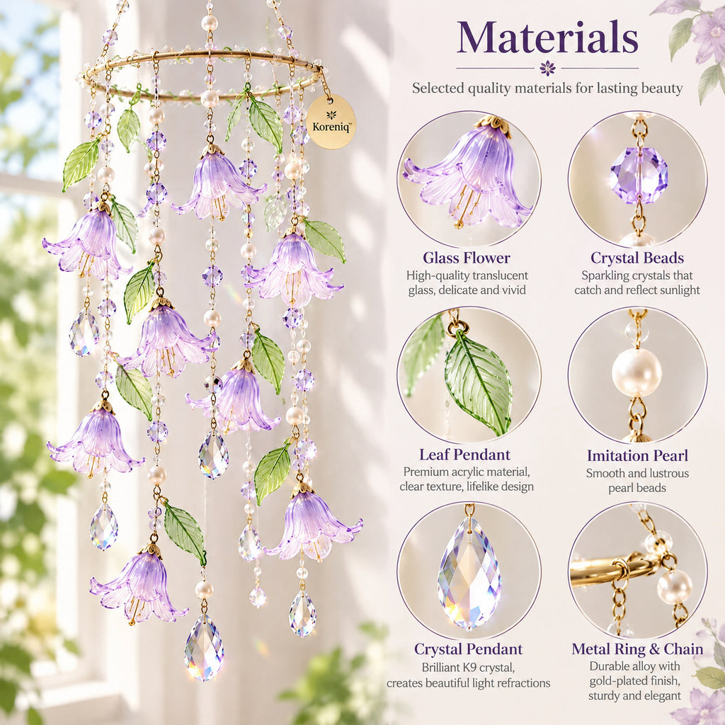 Koreniq™ Lavender Bellflower Crystal Hanging Suncatcher image 3