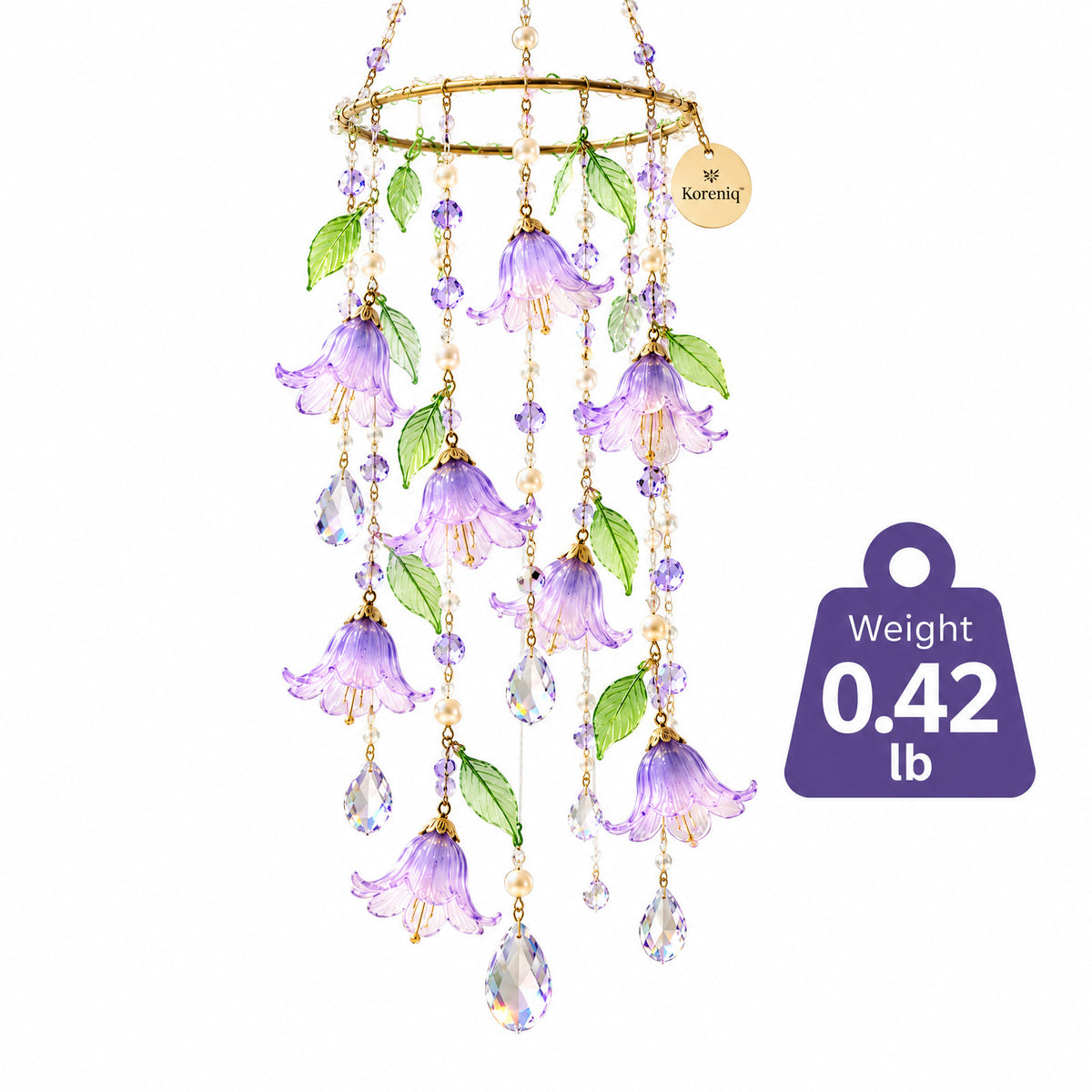 Koreniq™ Lavender Bellflower Crystal Hanging Suncatcher image 4