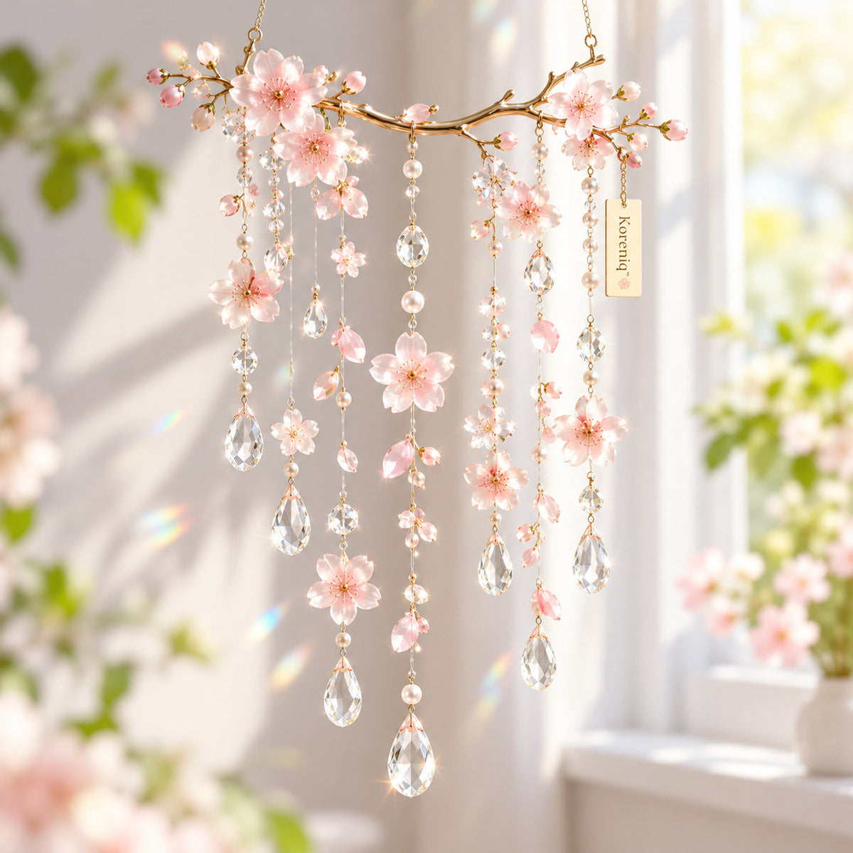 Koreniq™ Pink Cherry Blossom Branch Crystal Hanging Suncatcher image 1