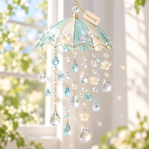 Koreniq™ Aqua Blue Umbrella Crystal Hanging Suncatcher image 1