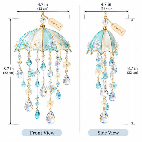 Koreniq™ Aqua Blue Umbrella Crystal Hanging Suncatcher image 2