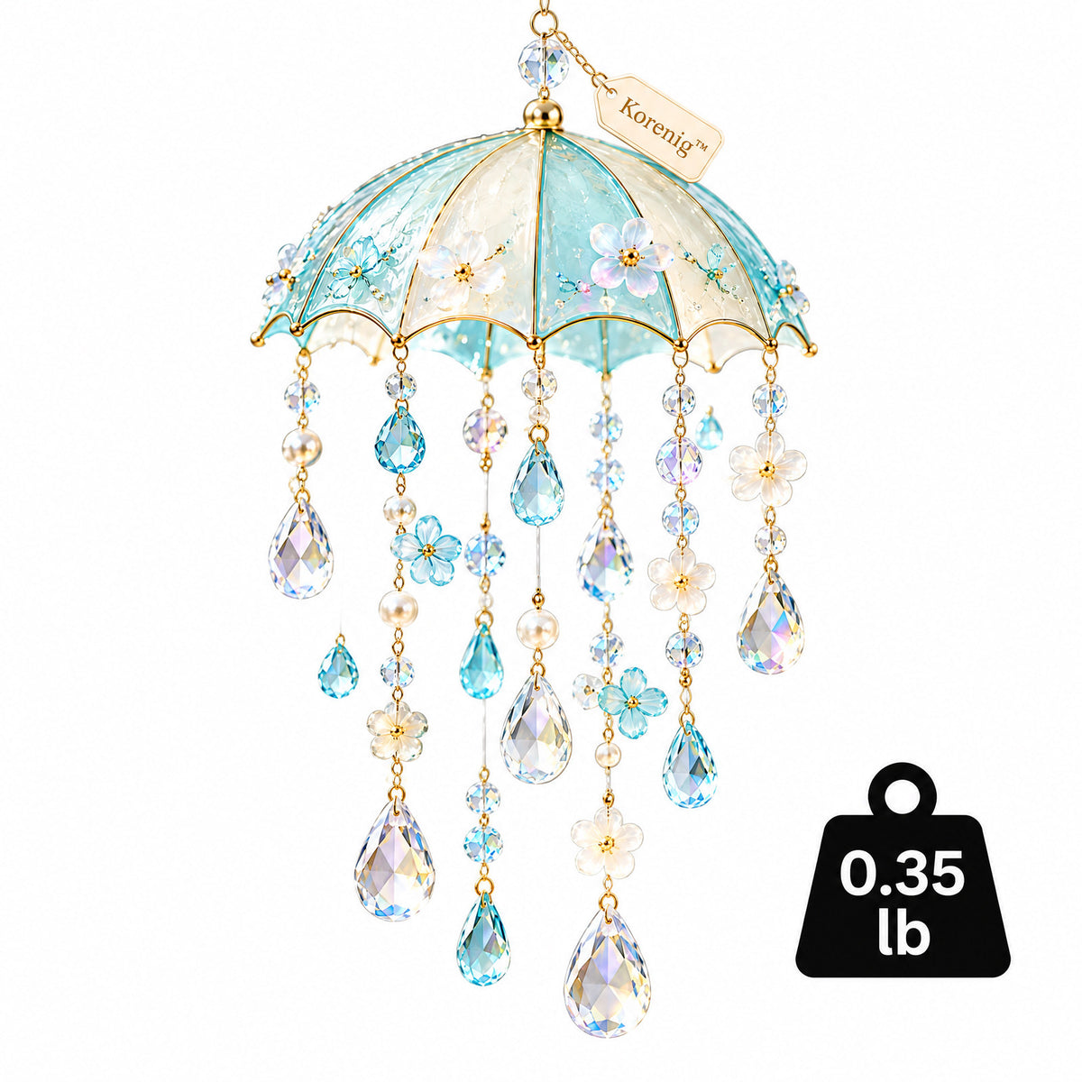 Koreniq™ Aqua Blue Umbrella Crystal Hanging Suncatcher image 4